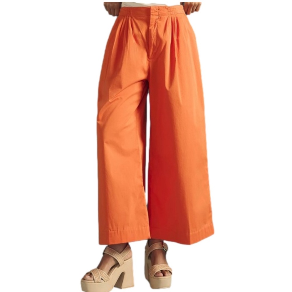 Anthropologie orange wide leg pants